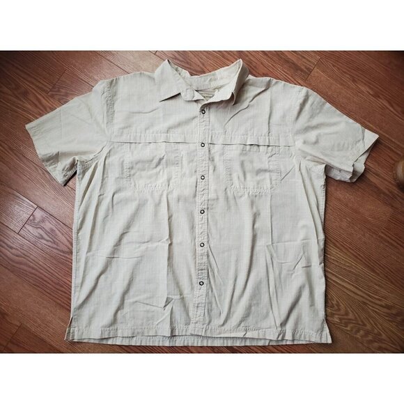 Vintage Scandia Woods Shirt Mens Size XL Button Up Short Sleeve Ivory Color - Picture 1 of 13
